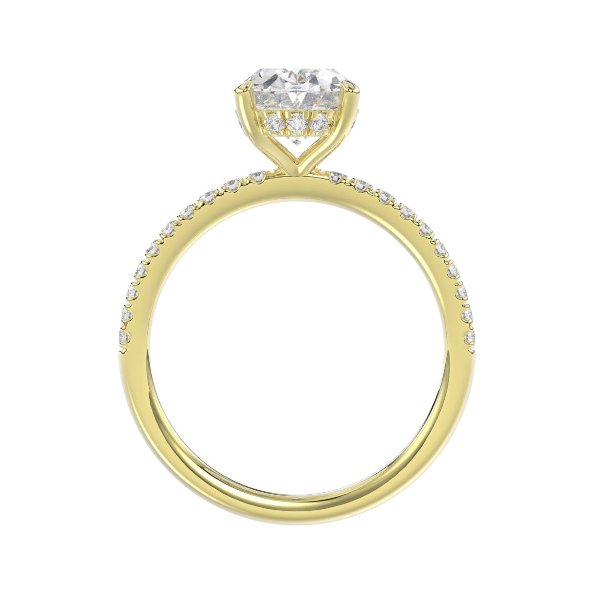 14K YELLOW GOLD 2 1/5CT ROUND/OVAL DIAMOND LADIES RING (CENTER STONE OVAL DIAMOND 2CT)