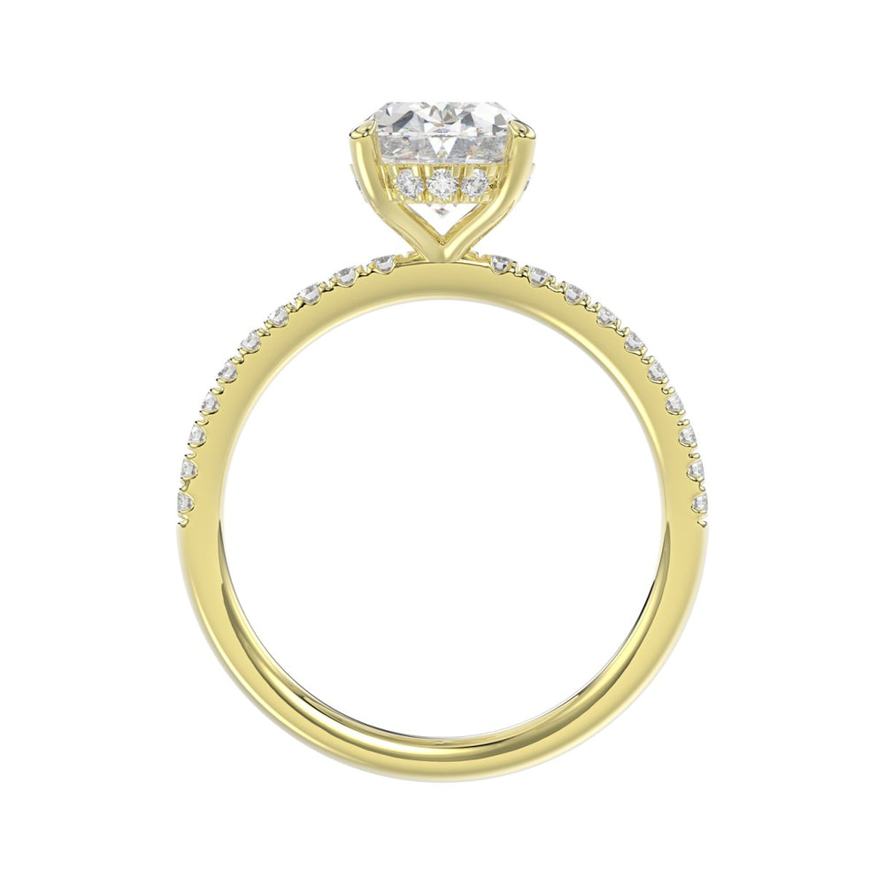 14K YELLOW GOLD 2 1/5CT ROUND/OVAL DIAMOND LADIES RING (CENTER STONE OVAL DIAMOND 2CT)