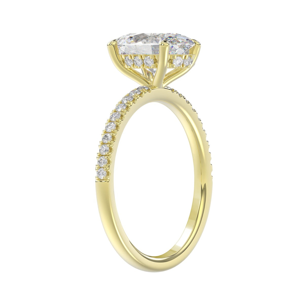14K YELLOW GOLD 2 1/5CT ROUND/OVAL DIAMOND LADIES RING (CENTER STONE OVAL DIAMOND 2CT)
