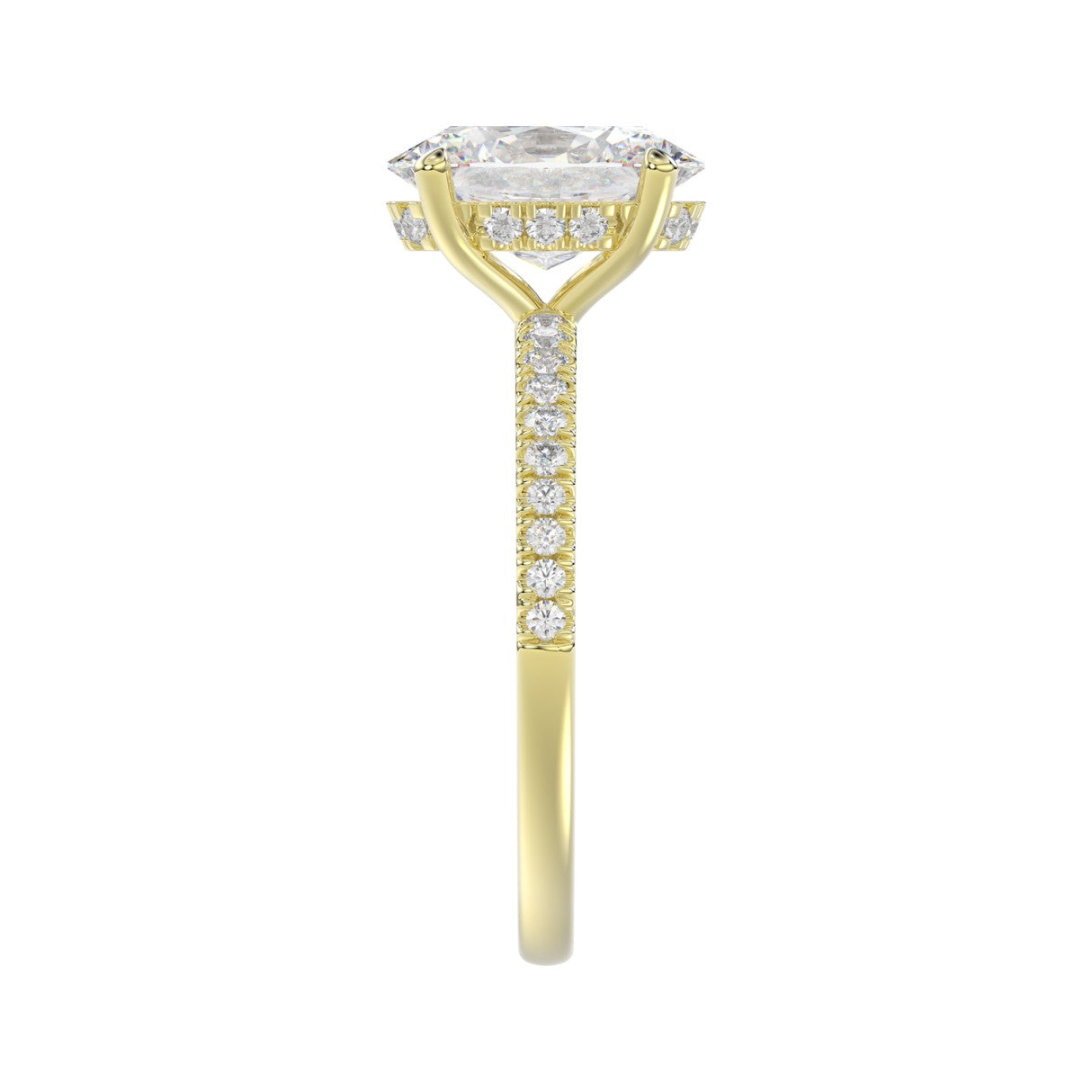 14K YELLOW GOLD 2 1/5CT ROUND/OVAL DIAMOND LADIES RING (CENTER STONE OVAL DIAMOND 2CT)