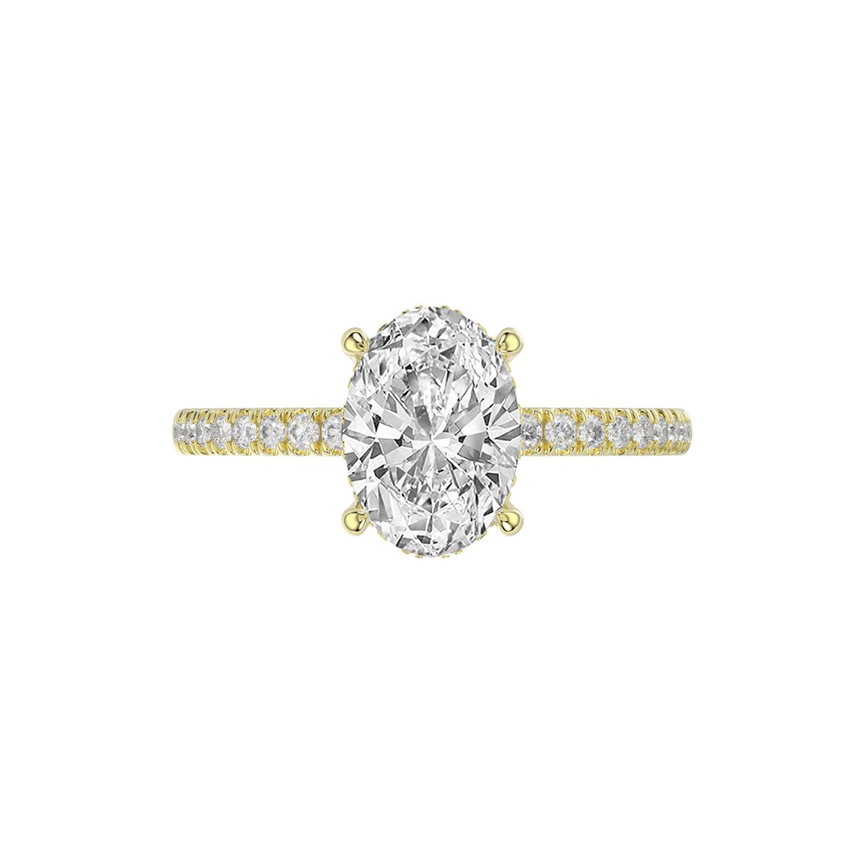 14K YELLOW GOLD 2 1/5CT ROUND/OVAL DIAMOND LADIES RING (CENTER STONE OVAL DIAMOND 2CT)