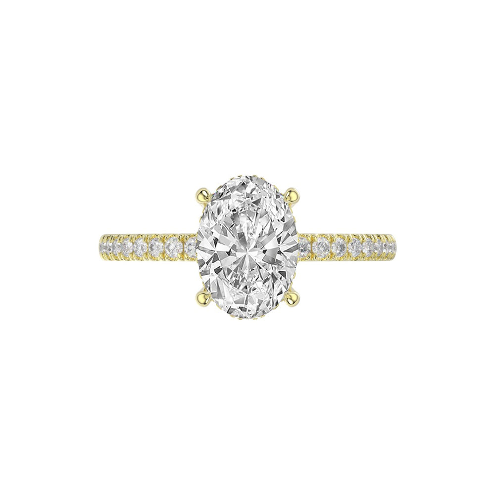 14K YELLOW GOLD 2 1/5CT ROUND/OVAL DIAMOND LADIES RING (CENTER STONE OVAL DIAMOND 2CT)