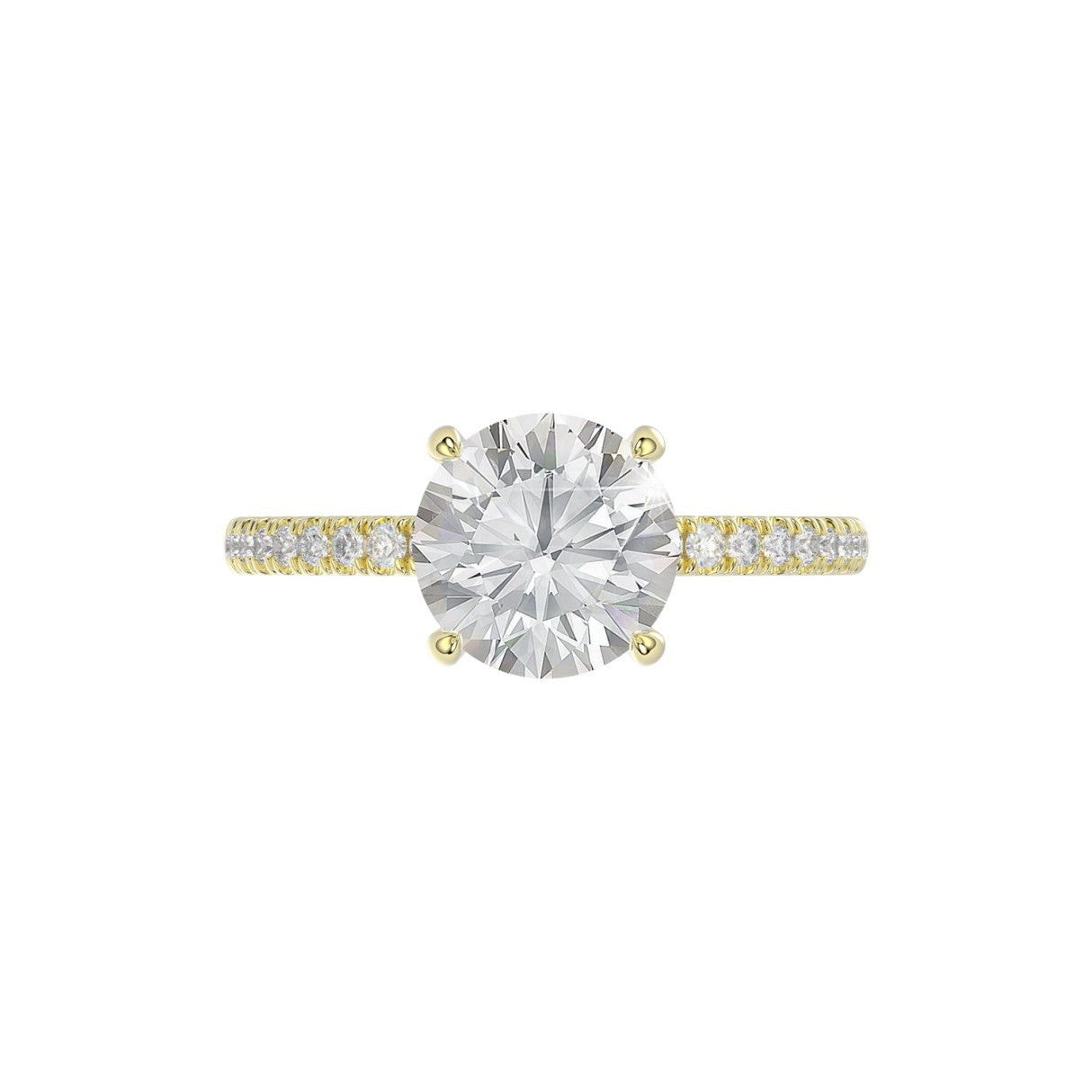 14K YELLOW GOLD 2 1/4CT ROUND DIAMOND LADIES RING (CENTER STONE ROUND DIAMOND 2CT)