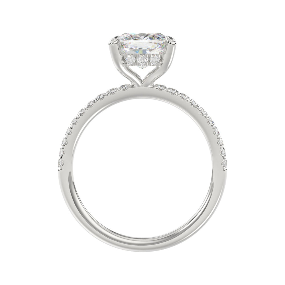 14K WHITE GOLD 2 1/4CT ROUND/CUSHION DIAMOND LADIES RING (CENTER STONE CUSHION DIAMOND 2CT)