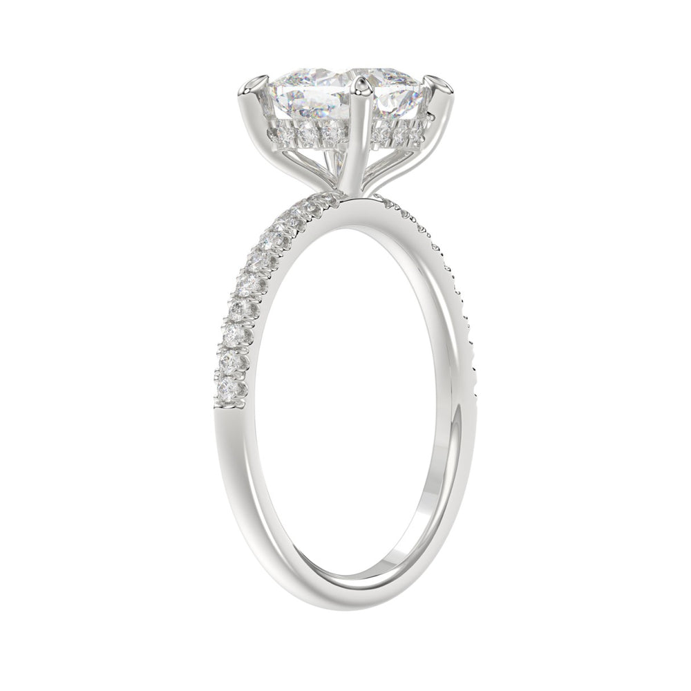 14K WHITE GOLD 2 1/4CT ROUND/CUSHION DIAMOND LADIES RING (CENTER STONE CUSHION DIAMOND 2CT)