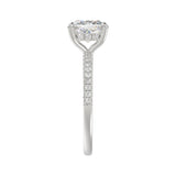 14K WHITE GOLD 2 1/4CT ROUND/CUSHION DIAMOND LADIES RING (CENTER STONE CUSHION DIAMOND 2CT)