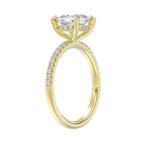 14K YELLOW GOLD 2 1/4CT ROUND/CUSHION DIAMOND LADIES RING (CENTER STONE CUSHION DIAMOND 2CT)