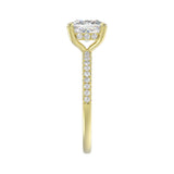 14K YELLOW GOLD 2 1/4CT ROUND/CUSHION DIAMOND LADIES RING (CENTER STONE CUSHION DIAMOND 2CT)
