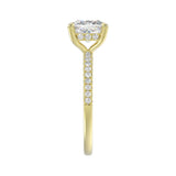 14K YELLOW GOLD 2 1/4CT ROUND/CUSHION DIAMOND LADIES RING (CENTER STONE CUSHION DIAMOND 2CT)