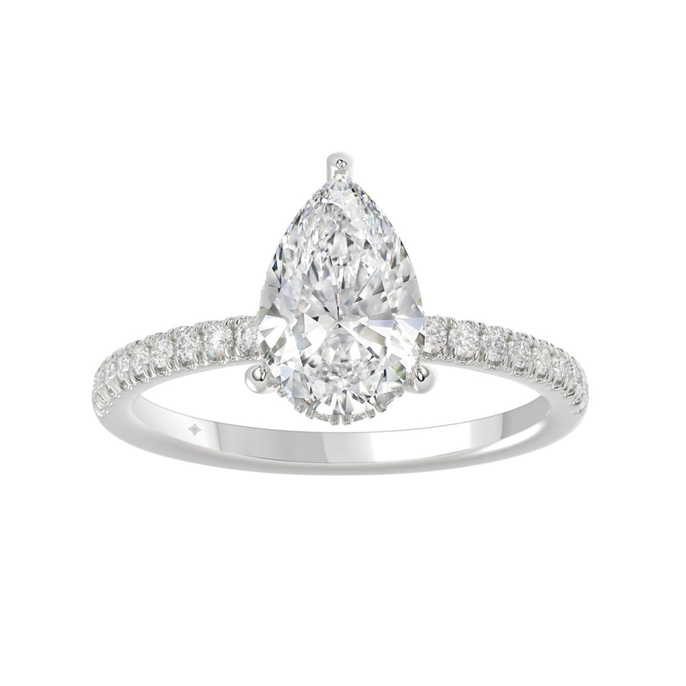 14K WHITE GOLD 2 3/4CT ROUND/PEAR DIAMOND LADIES RING (CENTER STONE PEAR DIAMOND 2CT)