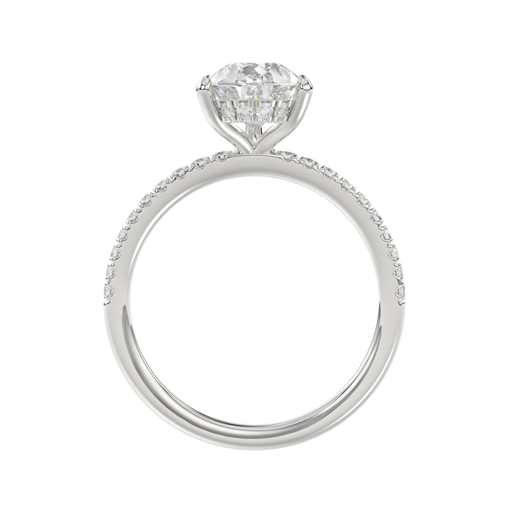 14K WHITE GOLD 2 3/4CT ROUND/PEAR DIAMOND LADIES RING (CENTER STONE PEAR DIAMOND 2CT)