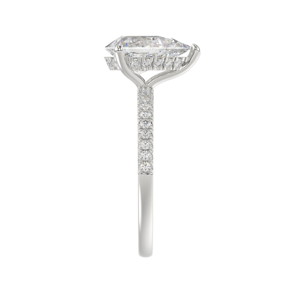 14K WHITE GOLD 2 3/4CT ROUND/PEAR DIAMOND LADIES RING (CENTER STONE PEAR DIAMOND 2CT)