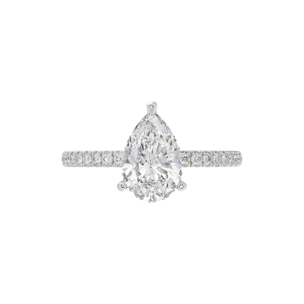 14K WHITE GOLD 2 3/4CT ROUND/PEAR DIAMOND LADIES RING (CENTER STONE PEAR DIAMOND 2CT)