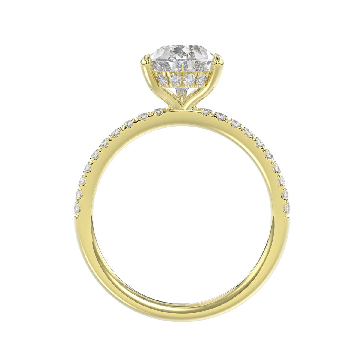 14K YELLOW GOLD 2 3/4CT ROUND/PEAR DIAMOND LADIES RING (CENTER STONE PEAR DIAMOND 2CT)