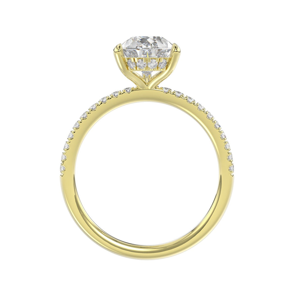 14K YELLOW GOLD 2 3/4CT ROUND/PEAR DIAMOND LADIES RING (CENTER STONE PEAR DIAMOND 2CT)