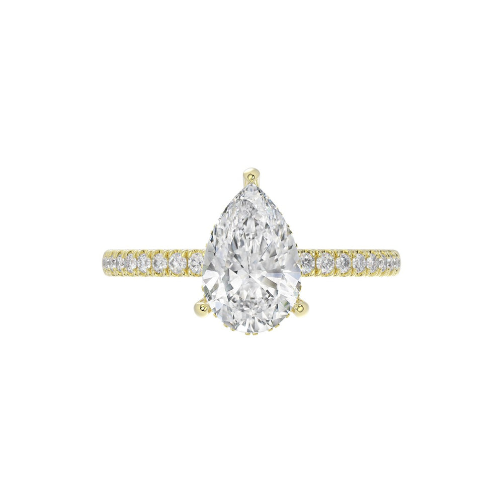 14K YELLOW GOLD 2 3/4CT ROUND/PEAR DIAMOND LADIES RING (CENTER STONE PEAR DIAMOND 2CT)