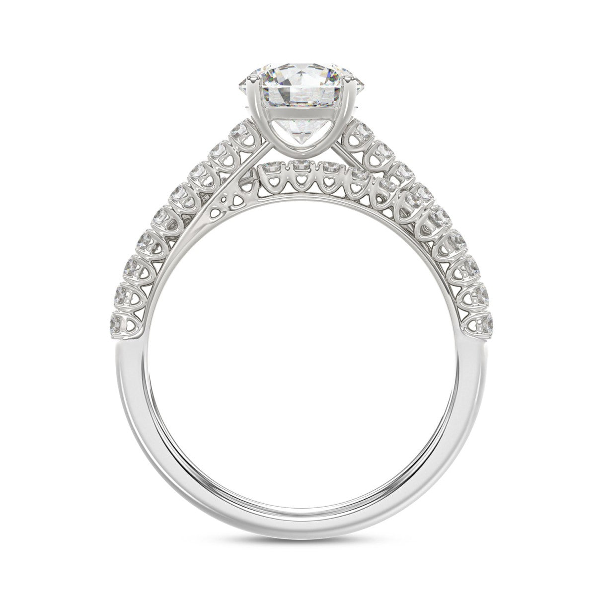 14K WHITE GOLD 1 3/4CT ROUND DIAMOND LADIES BRIDAL SET (CENTER STONE ROUND DIAMOND 1CT)