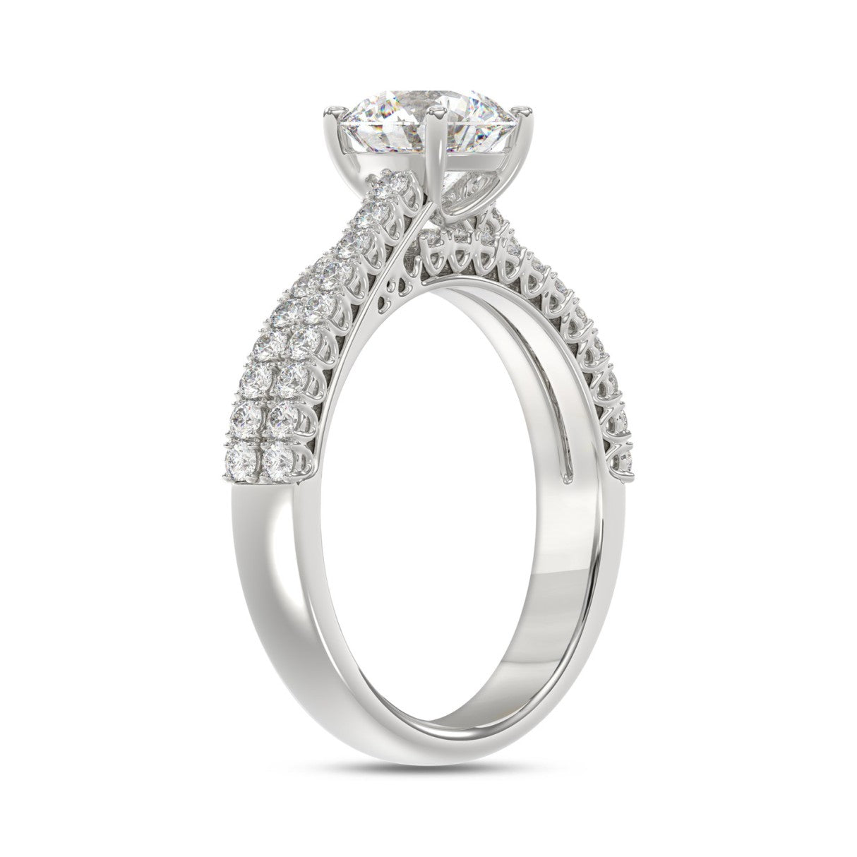 14K WHITE GOLD 1 3/4CT ROUND DIAMOND LADIES BRIDAL SET (CENTER STONE ROUND DIAMOND 1CT)