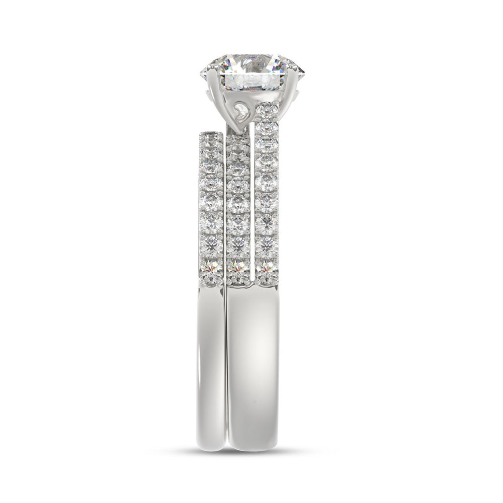 14K WHITE GOLD 1 3/4CT ROUND DIAMOND LADIES BRIDAL SET (CENTER STONE ROUND DIAMOND 1CT)