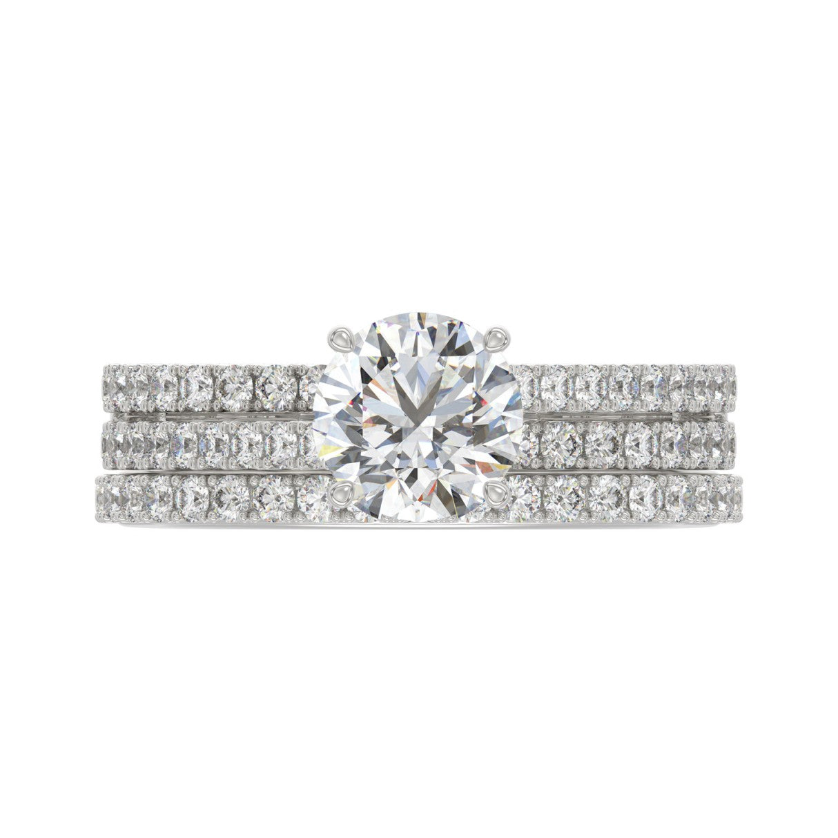 14K WHITE GOLD 1 3/4CT ROUND DIAMOND BRIDAL SET (CENTER STONE ROUND DIAMOND 1CT)