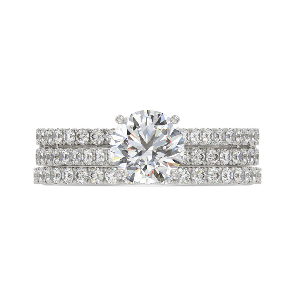 14K WHITE GOLD 1 3/4CT ROUND DIAMOND LADIES BRIDAL SET (CENTER STONE ROUND DIAMOND 1CT)