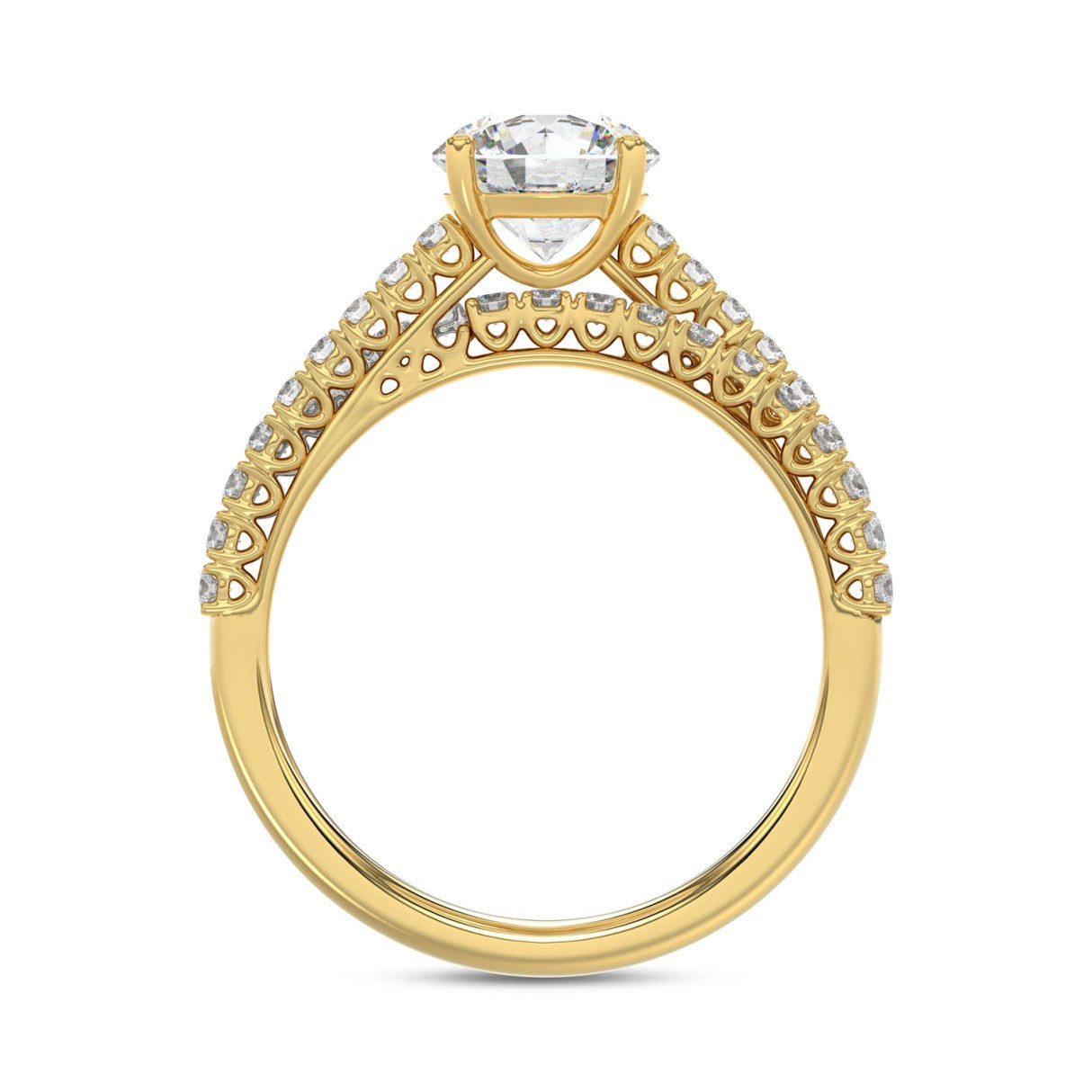 14K YELLOW GOLD 1 3/4CT ROUND DIAMOND LADIES BRIDAL SET (CENTER STONE ROUND DIAMOND 1CT)