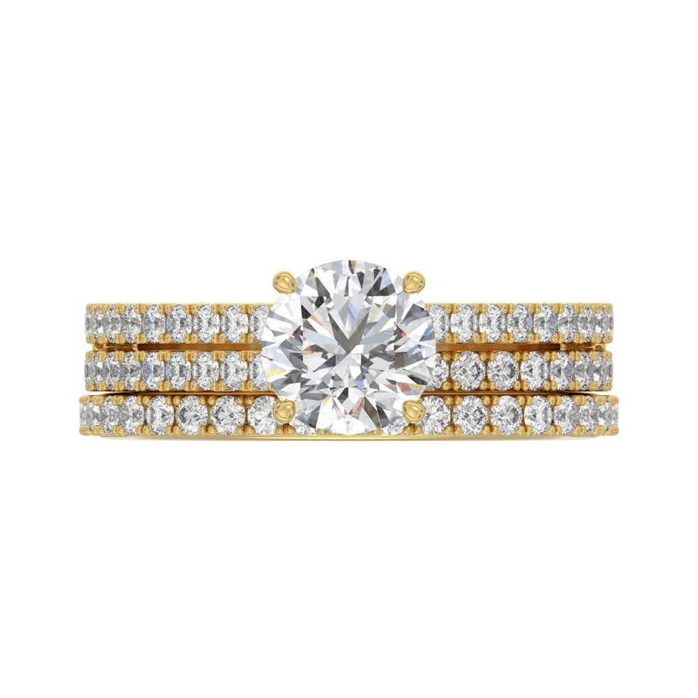 14K YELLOW GOLD 1 3/4CT ROUND DIAMOND LADIES BRIDAL SET (CENTER STONE ROUND DIAMOND 1CT)