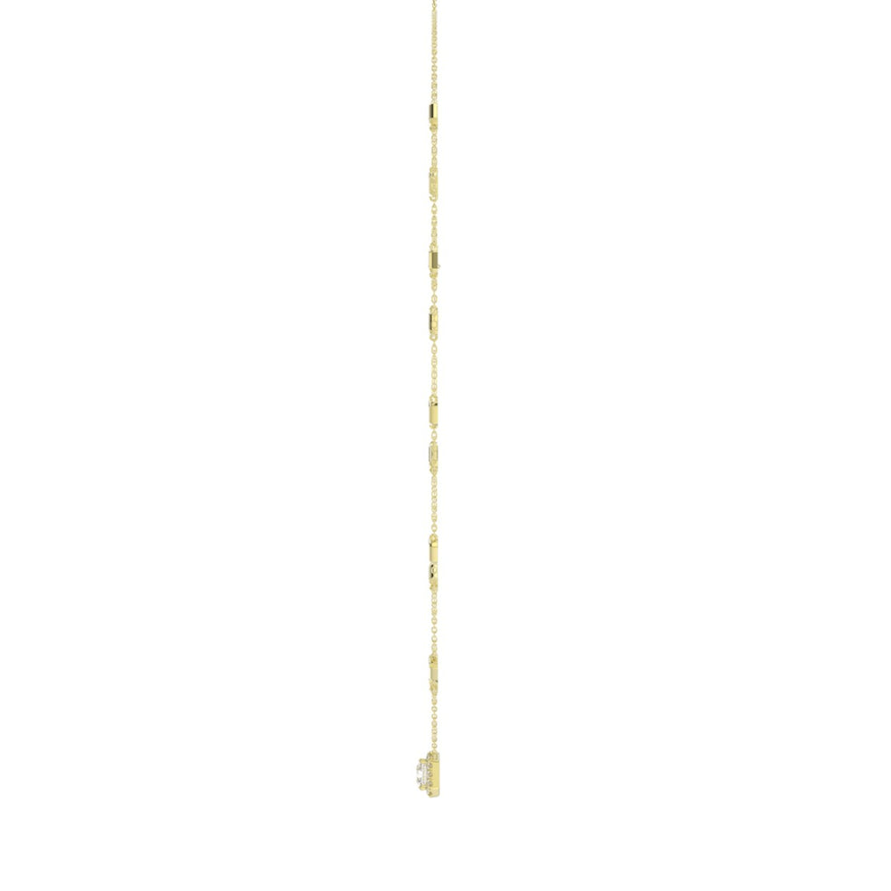 14K YELLOW GOLD 2 1/4CT ROUND/EMERALD DIAMOND LADIES NECKLACE