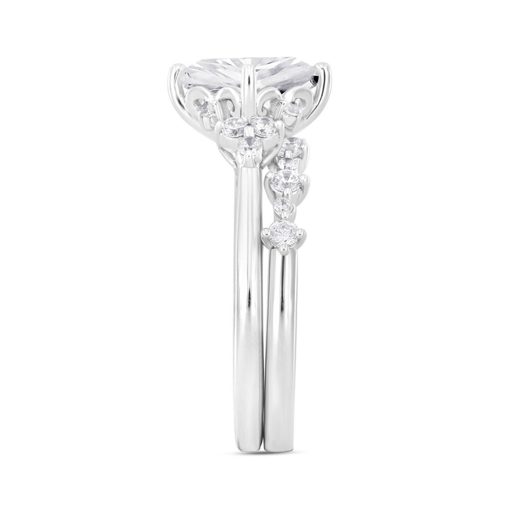 14K WHITE GOLD 1 1/2CT ROUND DIAMOND BRIDAL SET (CENTER STONE PRINCESS DIAMOND 1CT)