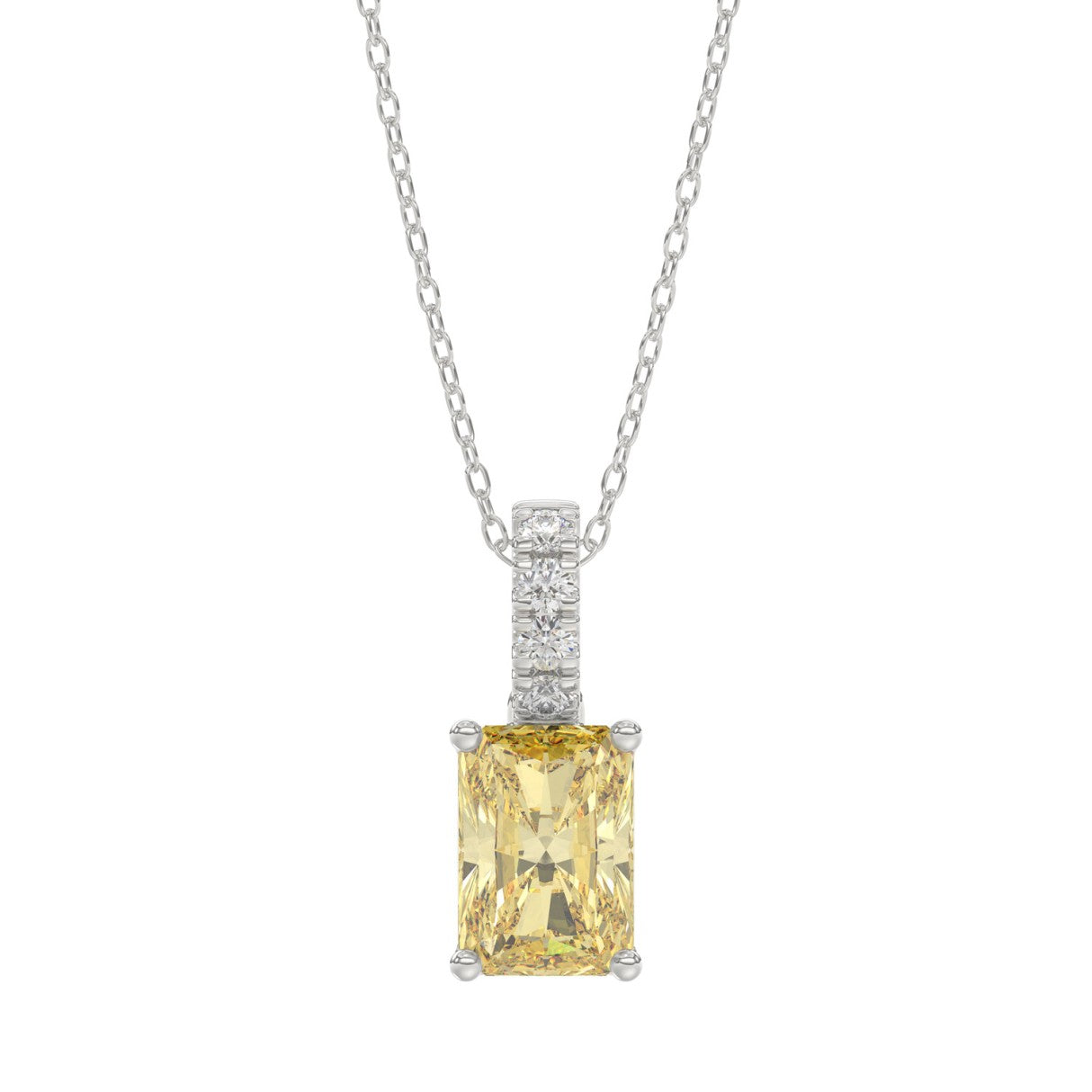 14K WHITE GOLD 1 1/3CT ROUND/RADIANT DIAMOND LADIES PENDANT WITH CHAIN