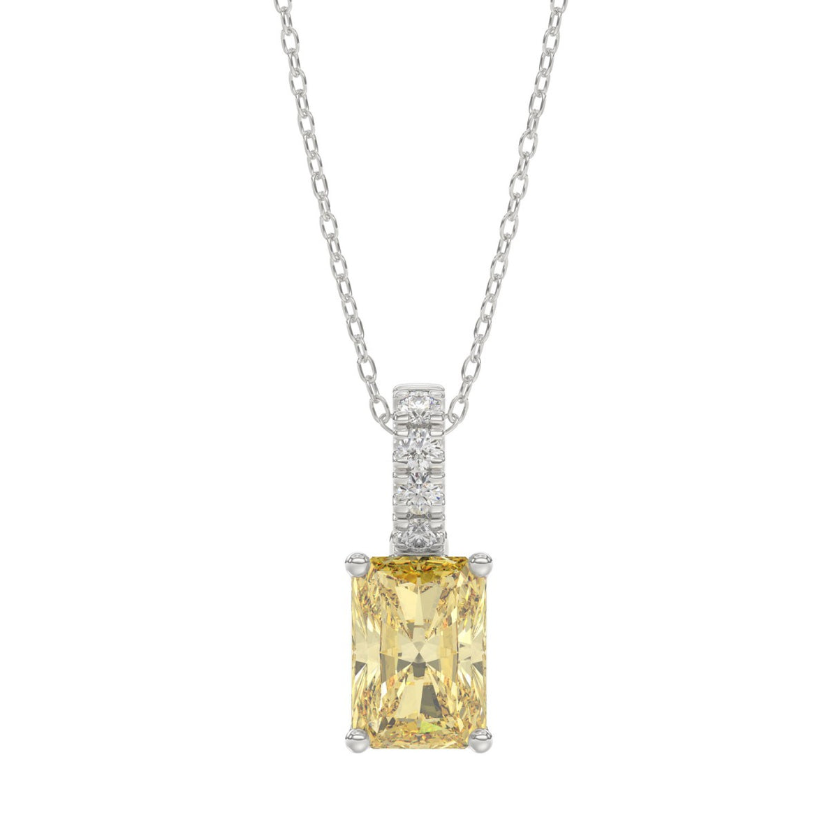 14K WHITE GOLD 1 1/3CT ROUND/RADIANT DIAMOND LADIES PENDANT WITH CHAIN