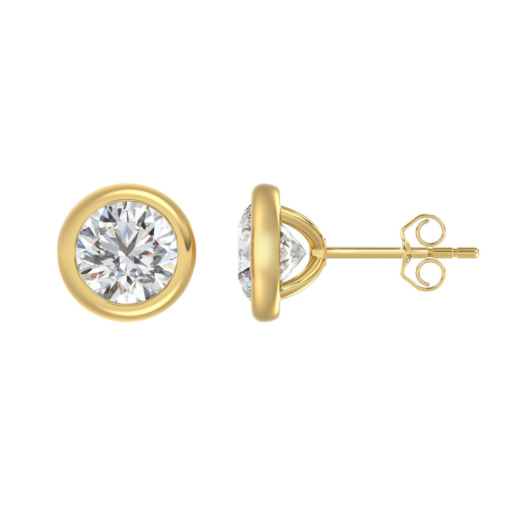 14K YELLOW GOLD 3 1/2CT ROUND DIAMOND LADIES SOLITAIRE EARRINGS