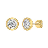 14K YELLOW GOLD 3 1/2CT ROUND DIAMOND LADIES SOLITAIRE EARRINGS
