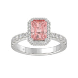 ETERNAL BLUSH COLLECTION 14K WHITE GOLD 4.00CT ROUND/RADIANT DIAMOND LADIES RING (CENTER STONE PINK RADIANT DIAMOND 3.00CT)