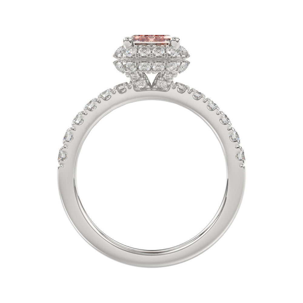 ETERNAL BLUSH COLLECTION 14K WHITE GOLD 4.00CT ROUND/RADIANT DIAMOND LADIES RING (CENTER STONE PINK RADIANT DIAMOND 3.00CT)