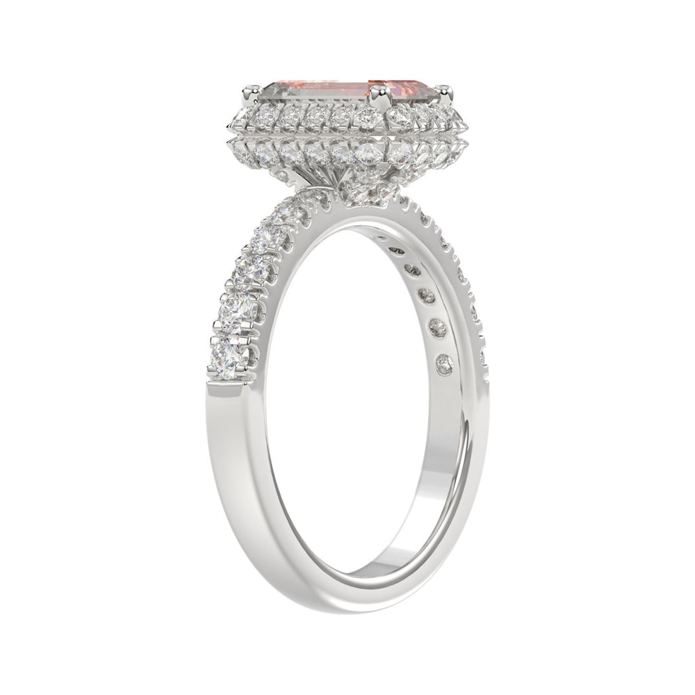 ETERNAL BLUSH COLLECTION 14K WHITE GOLD 4.00CT ROUND/RADIANT DIAMOND LADIES RING (CENTER STONE PINK RADIANT DIAMOND 3.00CT)