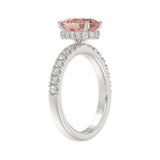 ETERNAL BLUSH COLLECTION 14K WHITE GOLD 2 1/2CT ROUND/OVAL DIAMOND LADIES RING(CENTER STONE PINK OVAL DIAMOND 2CT)