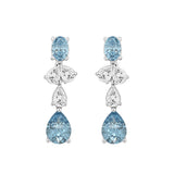 14K WHITE GOLD 3 1/2CT OVAL/PEAR DIAMOND LADIES EARRINGS (BLUE PEAR DIAMOND 3/4CT/BLUE OVAL DIAMOND 1/2CT)