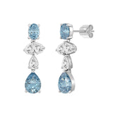 14K WHITE GOLD 3 1/2CT OVAL/PEAR DIAMOND LADIES EARRINGS (BLUE PEAR DIAMOND 3/4CT/BLUE OVAL DIAMOND 1/2CT)