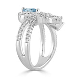 14K WHITE GOLD 3.00CT ROUND/PEAR/MARQUISE DIAMOND LADIES RING (CENTER STONE BLUE PEAR DIAMOND 1 1/2CT)