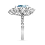 14K WHITE GOLD 4 1/2CT ROUND/PEAR/MARQUISE DIAMOND LADIES RING (CENTER STONE BLUE PEAR DIAMOND 2.00CT)