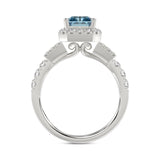 14K WHITE GOLD 2 3/4CT ROUND/BAGUETTE/RADIANT DIAMOND LADIES RING (CENTER STONE BLUE RADIANT DIAMOND 2.00CT)