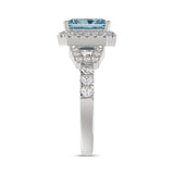 14K WHITE GOLD 2 3/4CT ROUND/BAGUETTE/RADIANT DIAMOND LADIES RING (CENTER STONE BLUE RADIANT DIAMOND 2.00CT)
