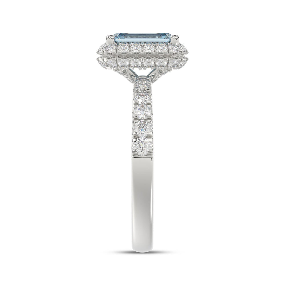14K WHITE GOLD 1.00CT ROUND/RADIANT DIAMOND LADIES RING (CENTER STONE BLUE RADIANT DIAMOND 3.00CT)
