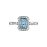 14K WHITE GOLD 1.00CT ROUND/RADIANT DIAMOND LADIES RING (CENTER STONE BLUE RADIANT DIAMOND 3.00CT)
