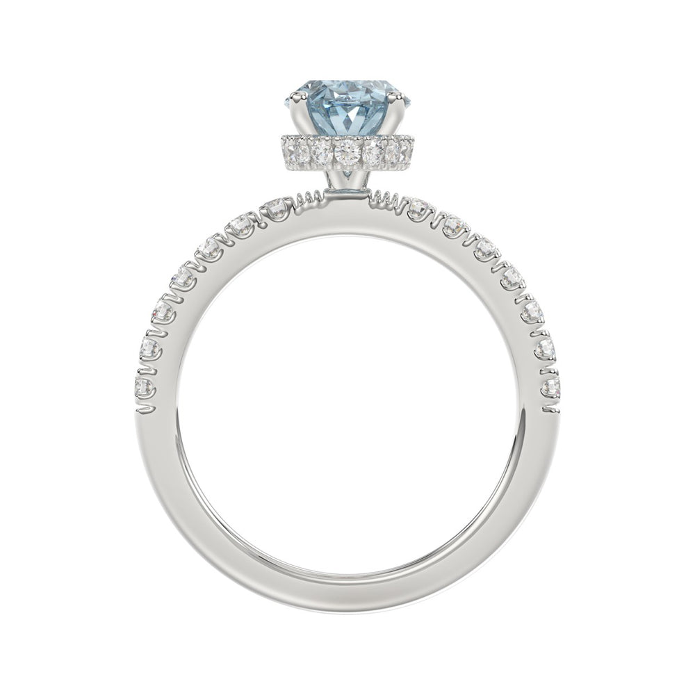 14K WHITE GOLD 2 1/2CT ROUND/OVAL DIAMOND LADIES RING (CENTER STONE BLUE OVAL DIAMOND 2CT)
