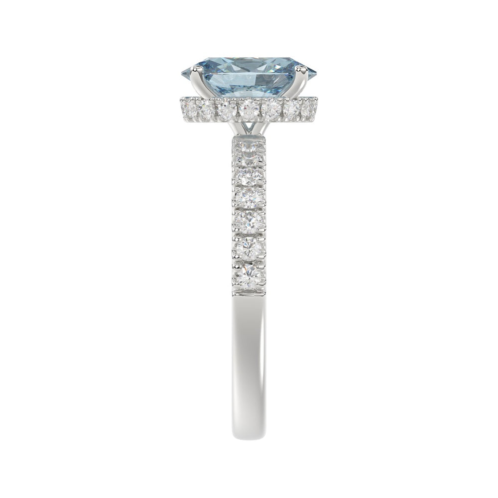 14K WHITE GOLD 2 1/2CT ROUND/OVAL DIAMOND LADIES RING (CENTER STONE BLUE OVAL DIAMOND 2CT)
