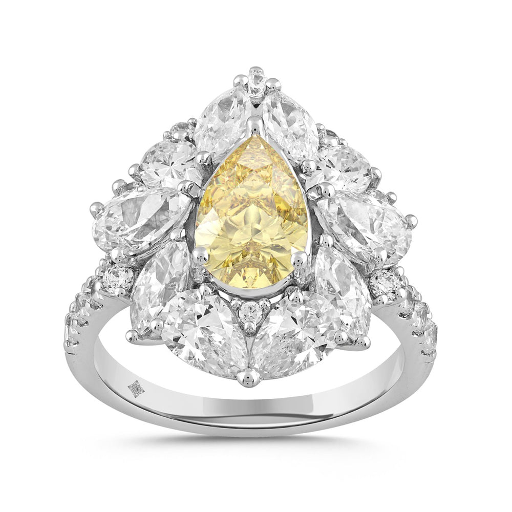 14K WHITE/ROSE GOLD 4 1/2CT ROUND/PEAR/MARQUISE DIAMOND LADIES RING (CENTER STONE PEAR DIAMOND 2CT)