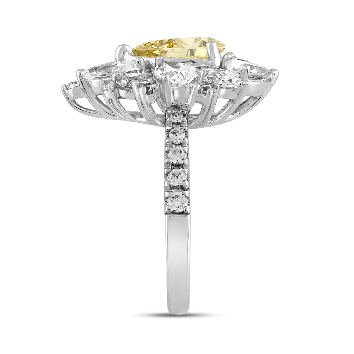 14K WHITE/ROSE GOLD 4 1/2CT ROUND/PEAR/MARQUISE DIAMOND LADIES RING (CENTER STONE PEAR DIAMOND 2CT)