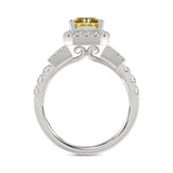 14K WHITE GOLD 2 3/4CT ROUND/BAGUETTE/RADIANT DIAMOND LADIES RING (CENTER STONE YELLOW RADIANT DIAMOND 2CT)
